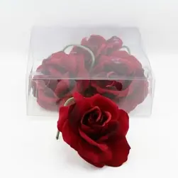 Large Velvet Rose Head Box of 4 Red