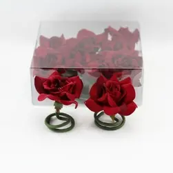 Small Velvet Rose Head Box of 9 Red