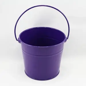 Small Tin Bucket with Handle 12x11cm height Purple