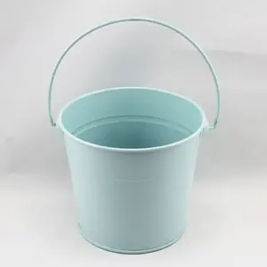 Small Tin Bucket with Handle 12x11cm height Light Blue