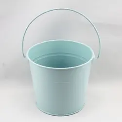 Small Tin Bucket with Handle 12x11cm height Light Blue