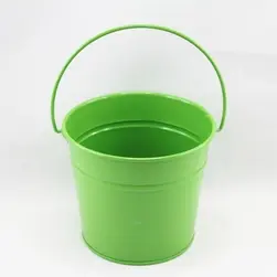 Small Tin Bucket with Handle 12x11cm height Lime