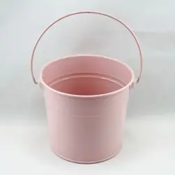 Small Tin Bucket with Handle 12x11cm height Light Pink