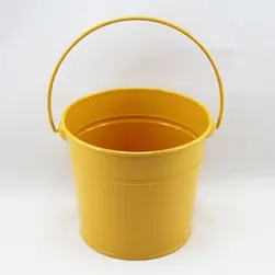 Small Tin Bucket with Handle 12x11cm height Yellow