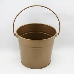 Small Tin Bucket with Handle 12x11cm height Gold