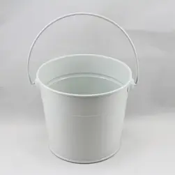 Small Tin Bucket with Handle 12x11cm height White