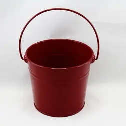 Small Tin Bucket with Handle 12x11cm height Burgundy
