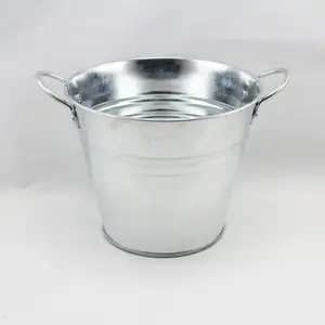 Medium Tin Bucket with Side Handles 15cmx12.5cm height Silver