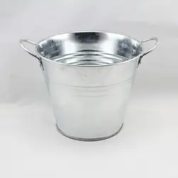 Medium Tin Bucket with Side Handles 15cmx12.5cm height Silver