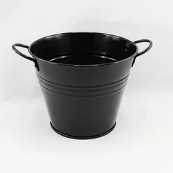 Medium Tin Bucket with Side Handles Black