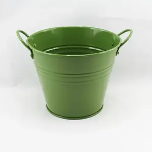 Medium Tin Bucket with Side Handles Moss