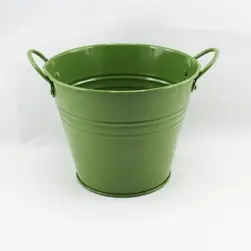 Medium Tin Bucket with Side Handles Moss