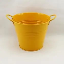 Medium Tin Bucket with Side Handles Yellow