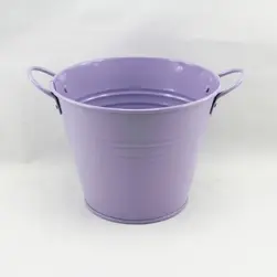 Medium Tin Bucket with Side Handles Lavender