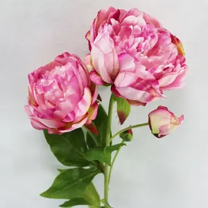 Large Peony Flower Spray 77cm Dark Pink