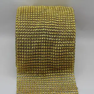 Diamonte Look Mesh Large 115mmx9m Gold