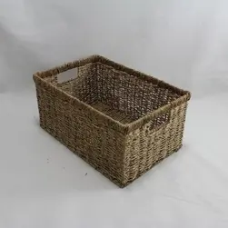 Small Rect Seagrass Storage Basket Natural 39x26.5x18.5cm Height