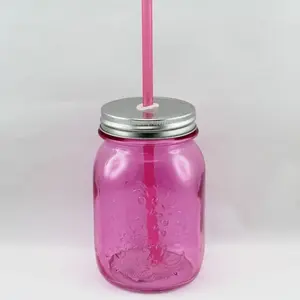 Embossed Mason Jar Pink