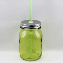 Embossed Mason Jar Lime Green