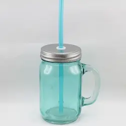Mason Jar with Handle Blue