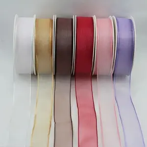 Wired Edge Organza Ribbon 25mmx25m #1