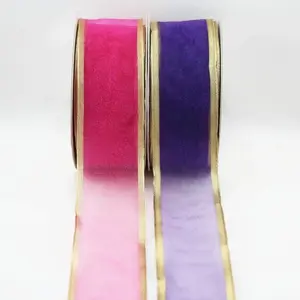 Gold Wired Edge Organza Ribbon 38mmx10m 