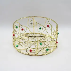 Medium Round Gold Wire Tray 12x5.5cm
