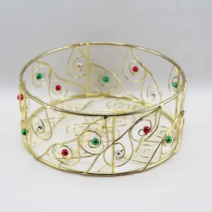 Large Round Gold Wire Tray 14x6cm