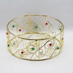 Large Round Gold Wire Tray 14x6cm