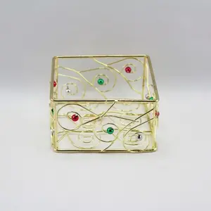 Small Square Gold Wire Tray 9x9x5cm