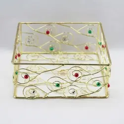 Large Square Gold Wire Tray 14x14x6cm