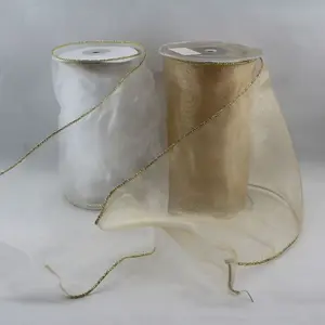 Gold Wired Edge Organza Ribbon 150mmx10m