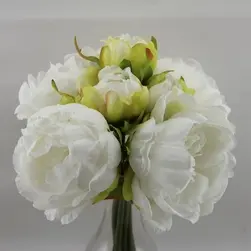 Artificial Large Peony Flower Bouquet White