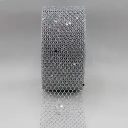 Metallic Glitter Sequins Mesh Silver 50mmx23m