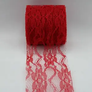 Cut Edge Lace Ribbon Red 70mmx9.1m