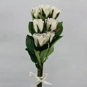 Long Rosebud x 9 47cm Cream