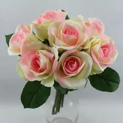 Rose Bouquet x 7   23cm Light Pink