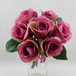 Rose Bouquet x 7  23cm Mauve