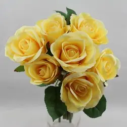 Rose Bouquet x 7  23cm Yellow