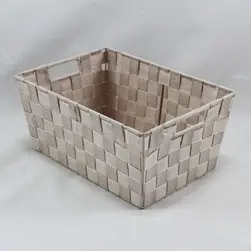 Sml Rect PP Storage Basket Almond 33x23x15cm Height