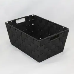 Sml Rect PP Storage Basket Black 33x23x15cm Height