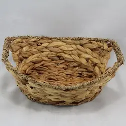 Round Natural Water Hyacinth Tray Seagrass Rim 30x11cm height 
