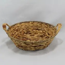 Round Natural Water Hyacinth Tray Seagrass Rim 37x10cm height