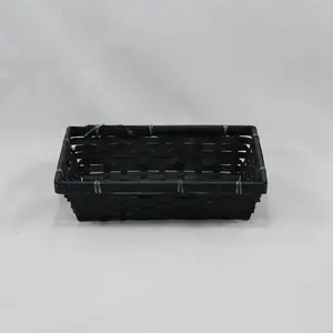 Small Rectangular Bamboo Tray Black 25.5x18.5x7cm Height