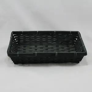 Medium Rectangular Bamboo Tray Black 33x23x7cm Height