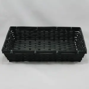 Large Rectangular Bamboo Tray Black 37x27x7cm Height