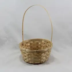 Large Round Bamboo Basket with Handle 26.5x26.5x12cm Natural