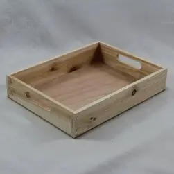 Wood Tray Small Rectangular Natural 33.5x25x6.5cm Height