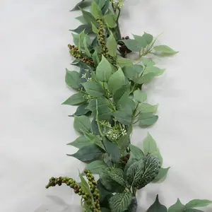 1. Deluxe Mixed Ficus Fittonia & Berry Garland 6ft thumbnail