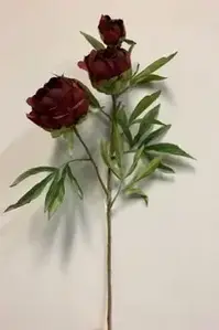 Peony Flower Spray 73cm Burgundy